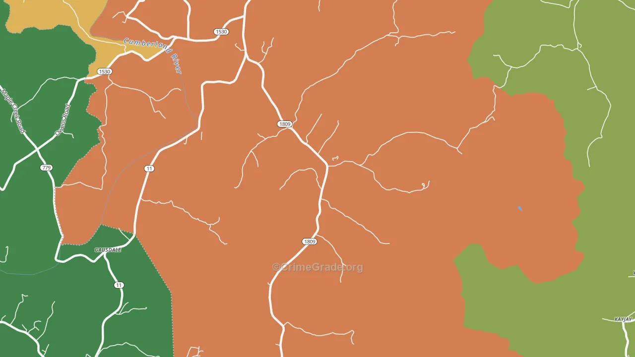 Bryants Store, KY Map of Vehicle Theft Rates