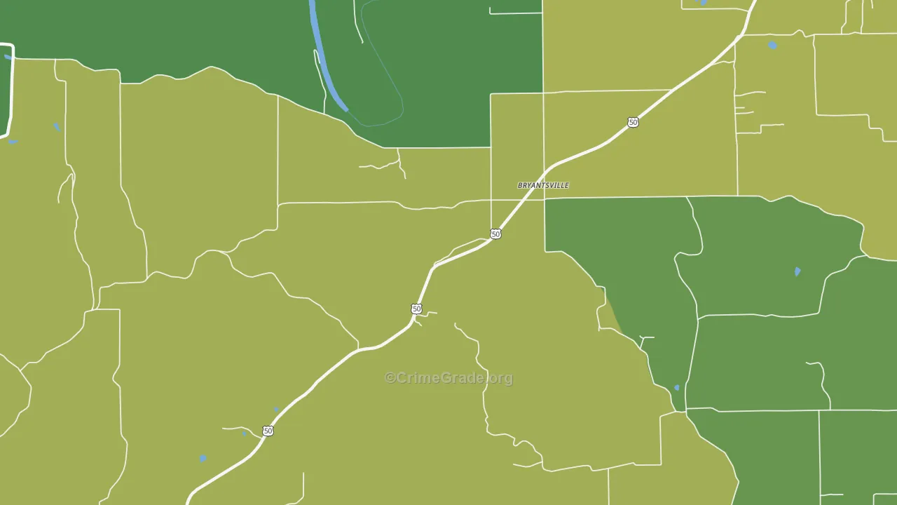 Bryantsville, IN Map of Vehicle Theft Rates