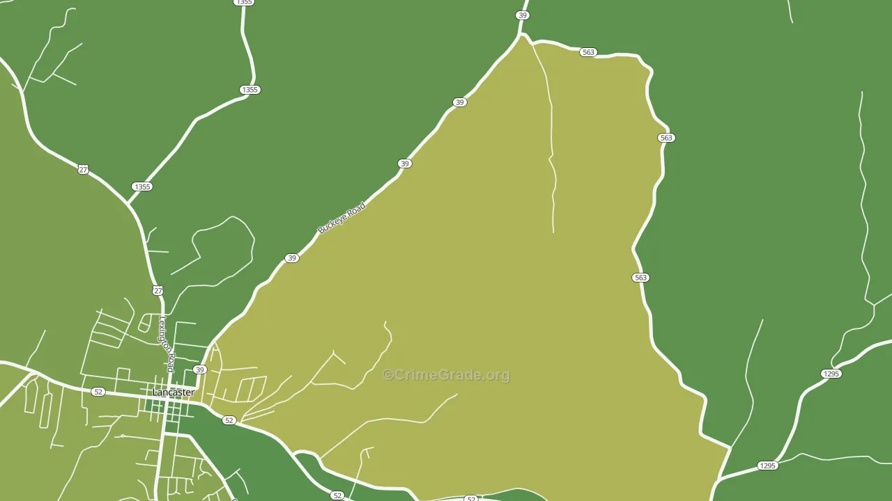 Bryantsville, KY Map of Vehicle Theft Rates