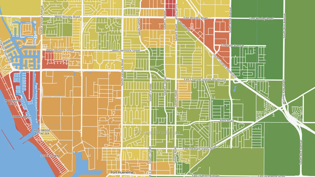 Bryce Canyon North, Oxnard, CA Map of Vehicle Theft Rates