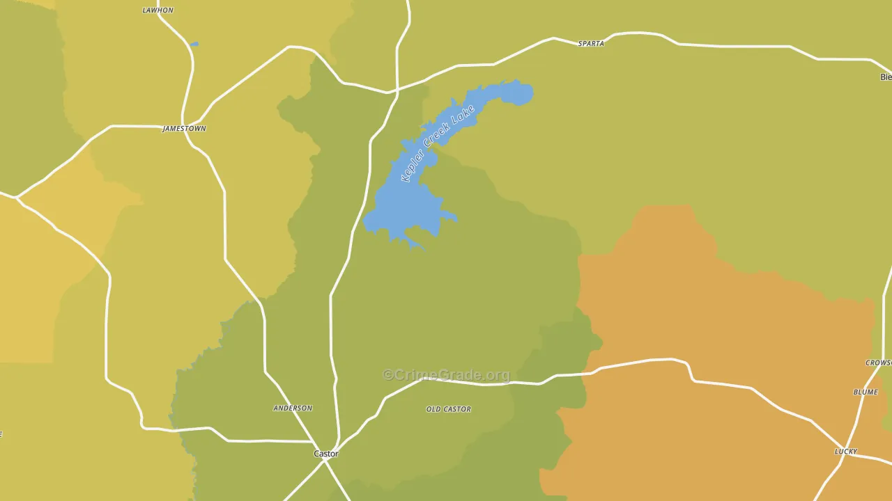 Bryceland, LA Map of Vehicle Theft Rates