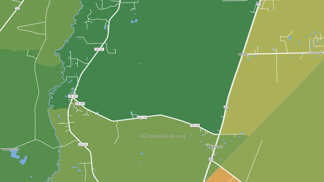 Bryceville, FL Map of Vehicle Theft Rates