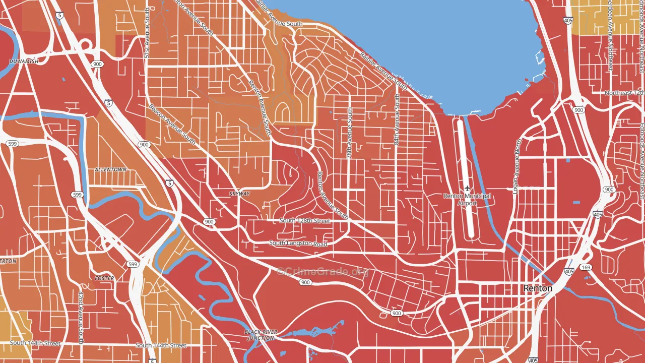 Bryn Mawr-Skyway, WA Map of Vehicle Theft Rates