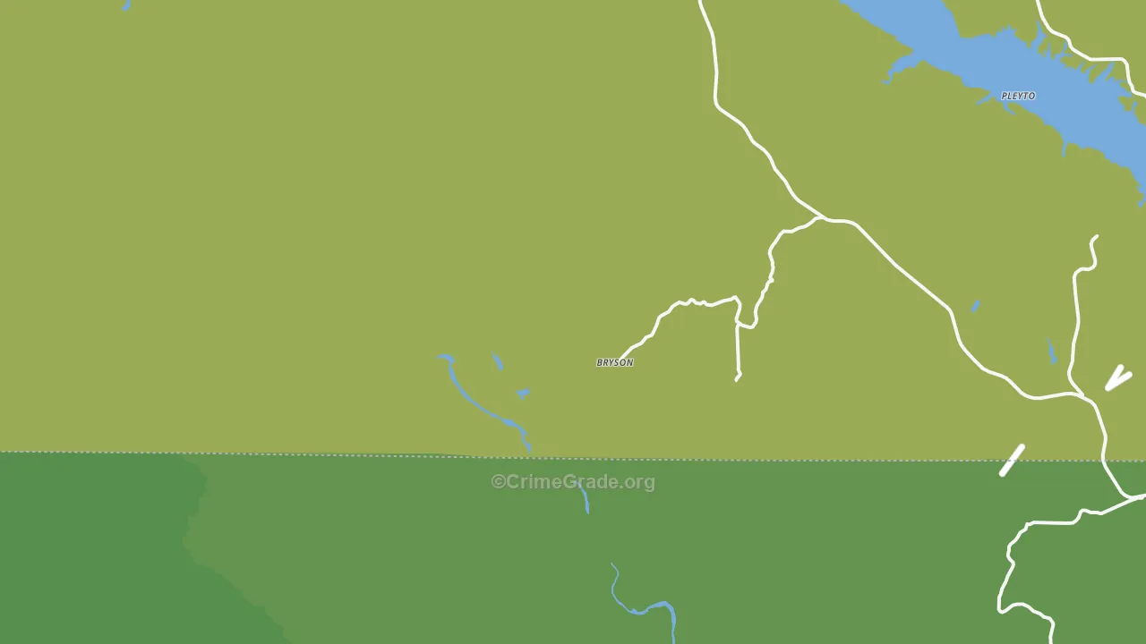 Bryson, CA Map of Vehicle Theft Rates