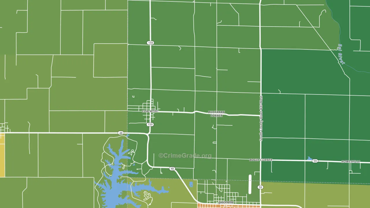 Buchanan Corner, IN Map of Vehicle Theft Rates