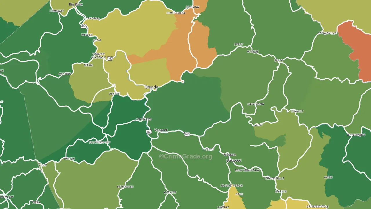 Buchanan County, VA Map of Vehicle Theft Rates