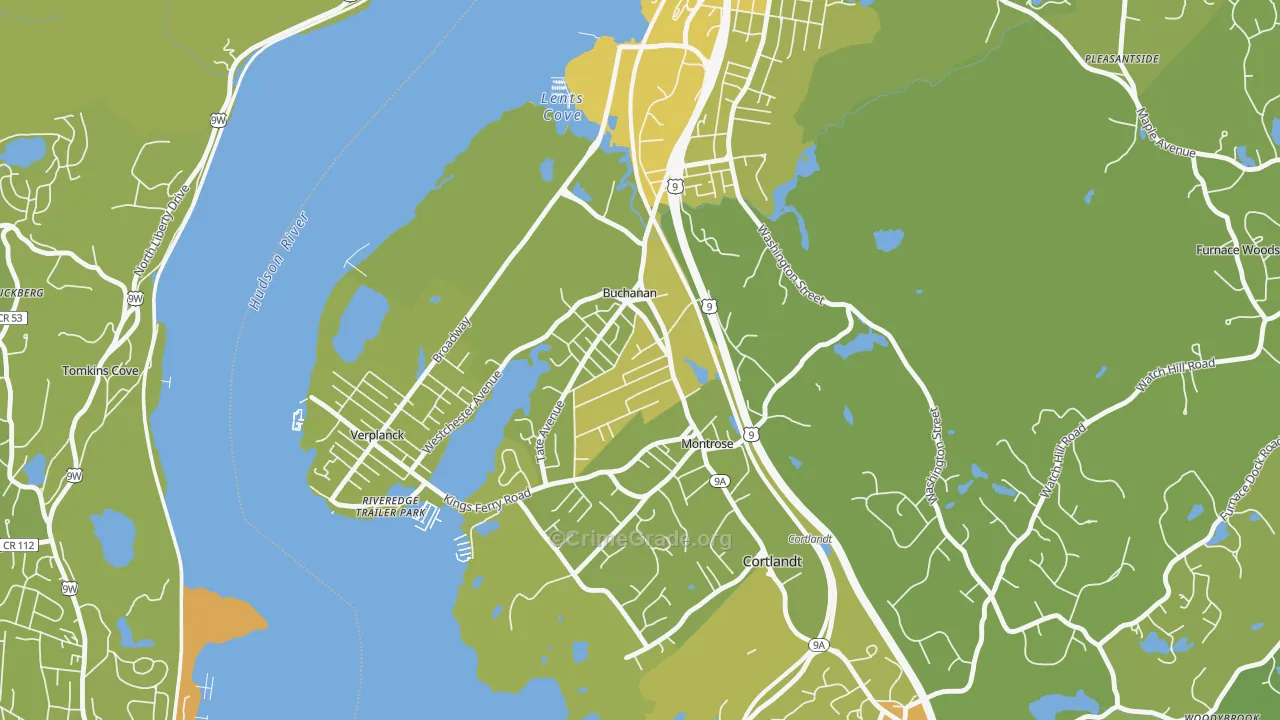 Buchanan, NY Map of Vehicle Theft Rates