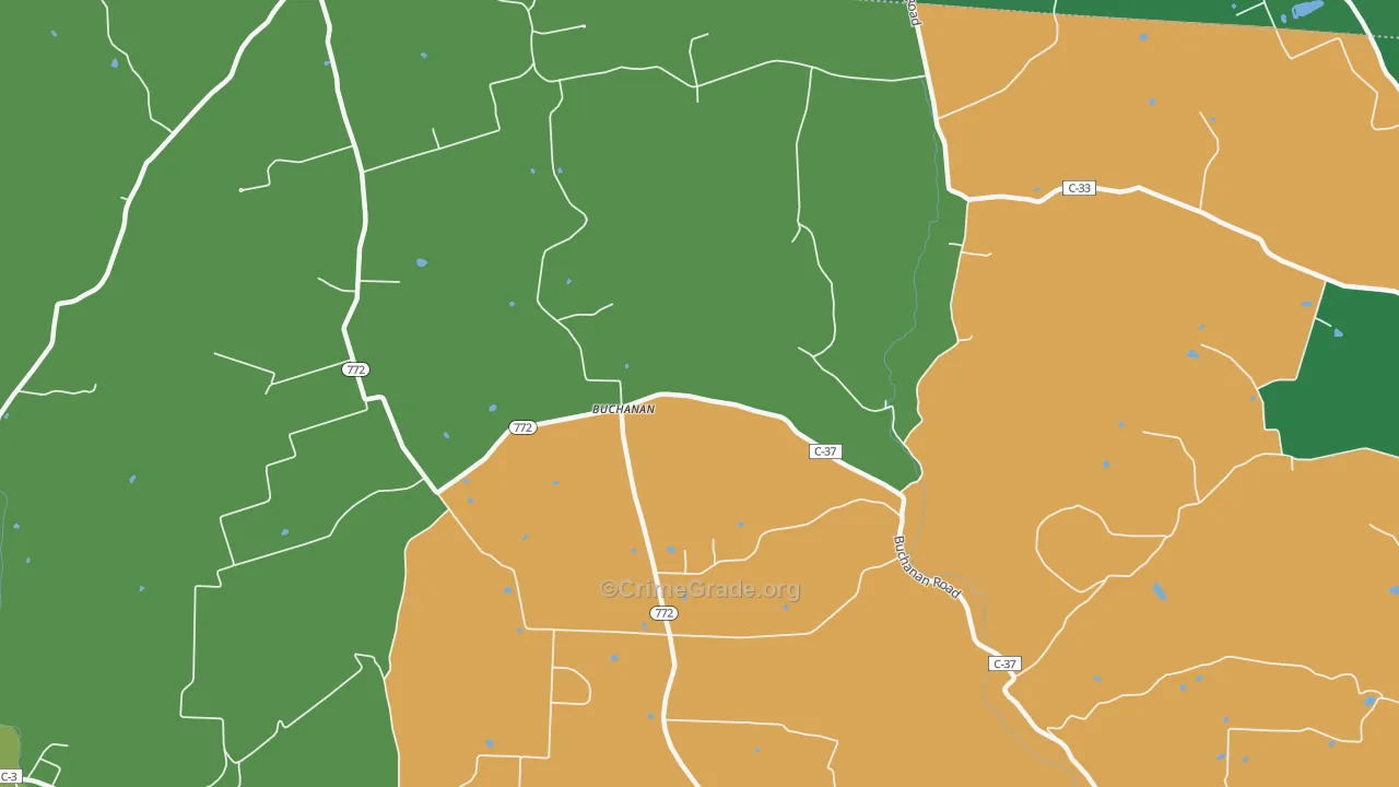 Buchanan, OH Map of Vehicle Theft Rates