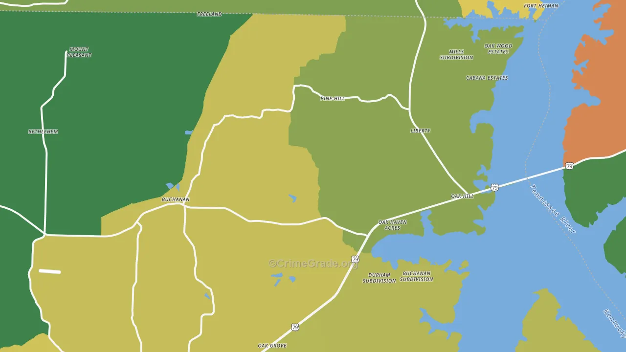 Buchanan, TN Map of Vehicle Theft Rates