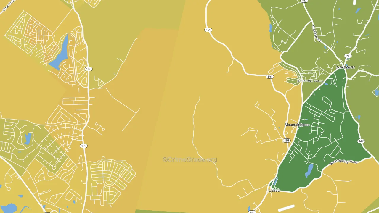 Buck Hill Falls, PA Map of Vehicle Theft Rates