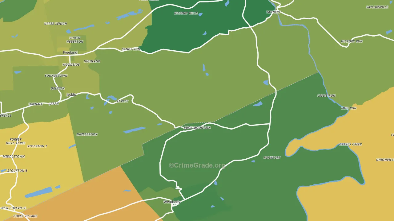 Buck Mountain, PA Map of Vehicle Theft Rates