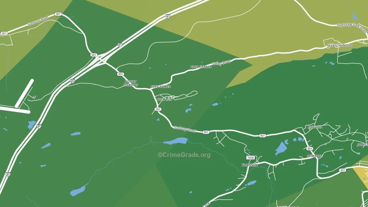 Buck Run, PA Map of Vehicle Theft Rates