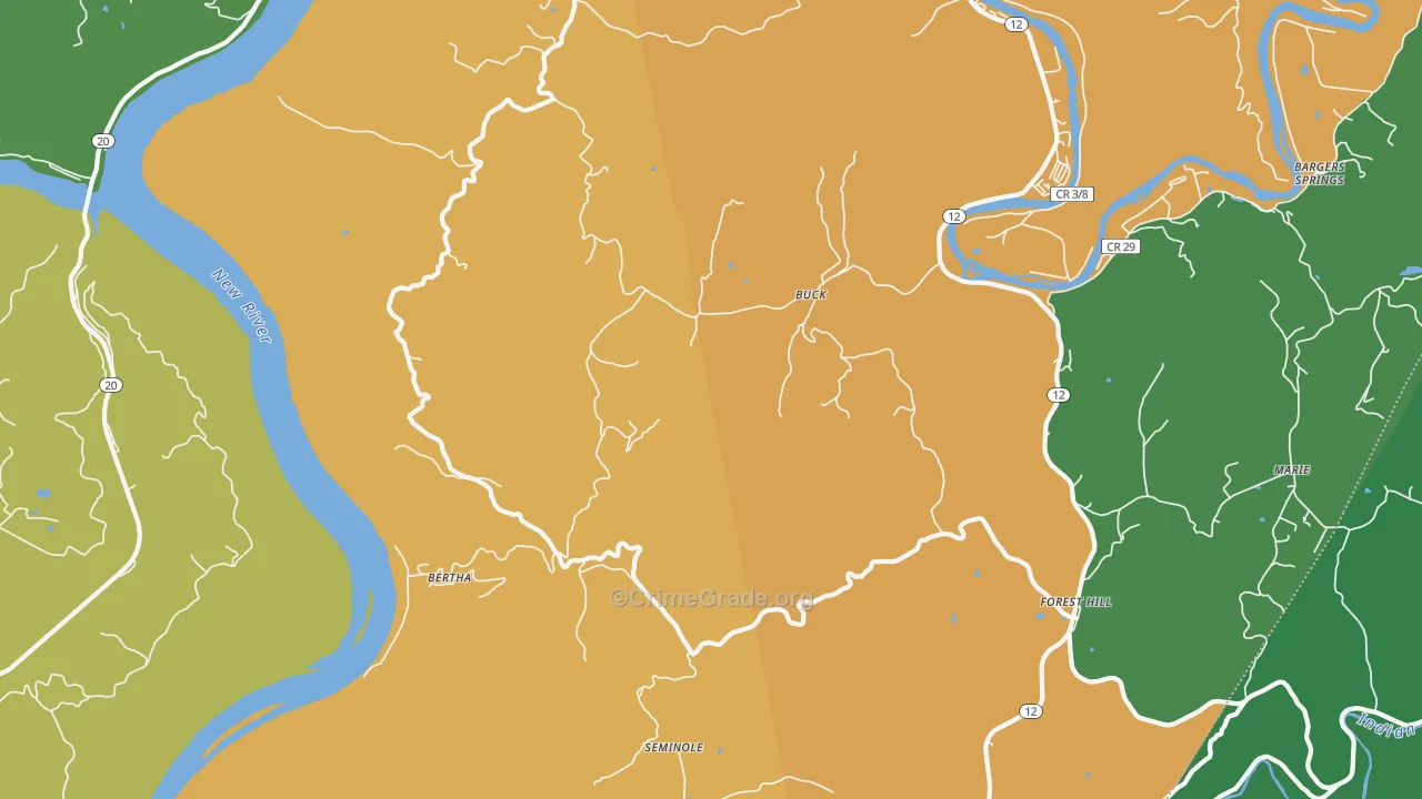 Buck, WV Map of Vehicle Theft Rates