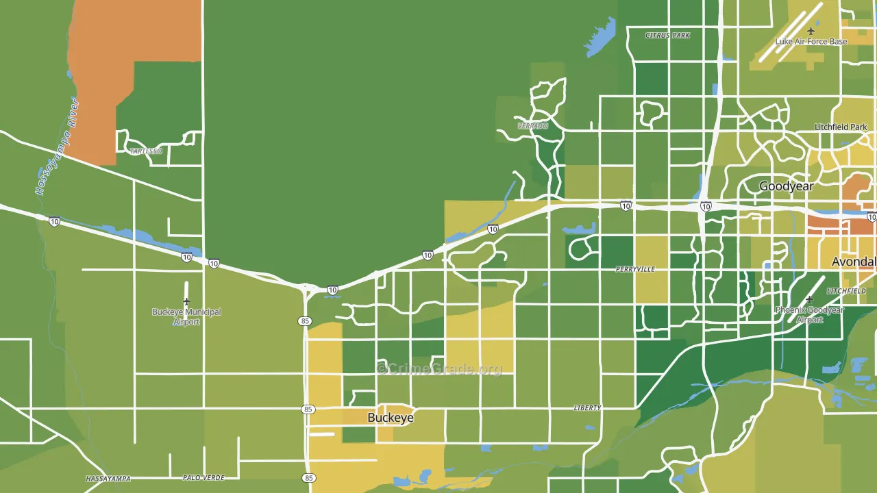 Buckeye, AZ Map of Vehicle Theft Rates