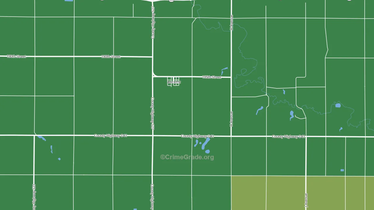 Buckeye, IA Map of Vehicle Theft Rates