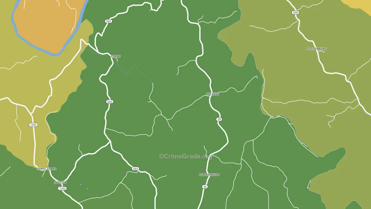 Buckeye, KY Map of Vehicle Theft Rates