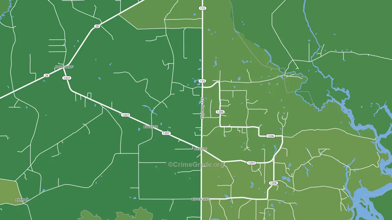 Buckeye, LA Map of Vehicle Theft Rates