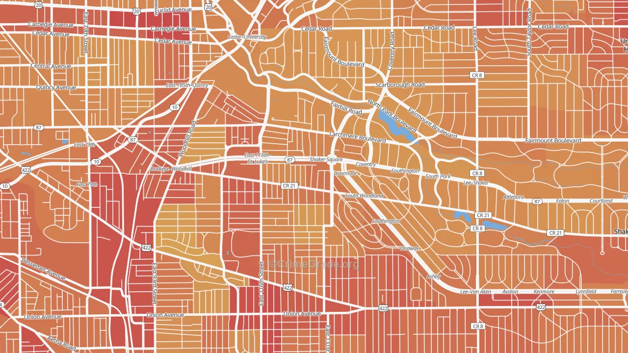 Buckeye-Shaker, Cleveland, OH Map of Vehicle Theft Rates