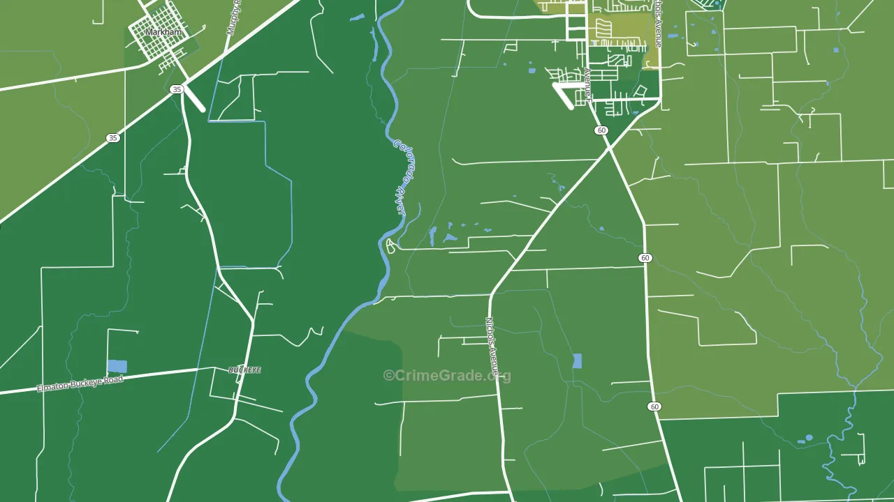Buckeye, TX Map of Vehicle Theft Rates