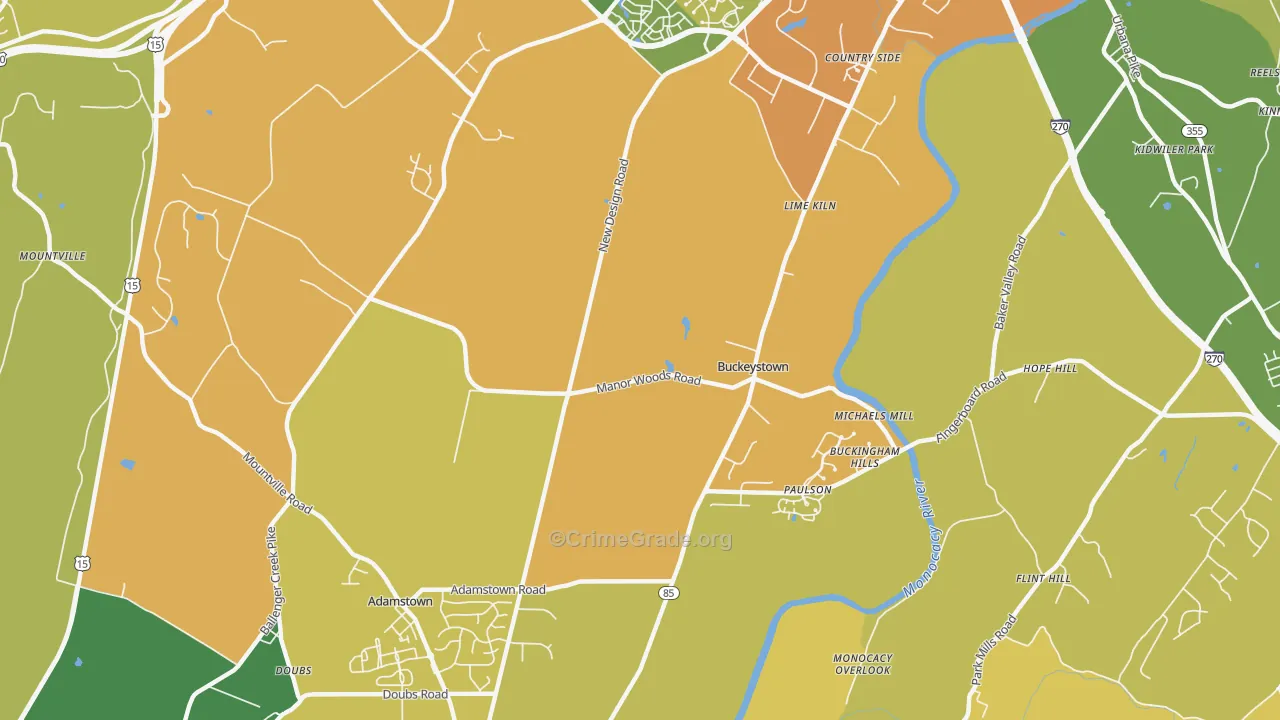 Buckeystown, MD Map of Vehicle Theft Rates