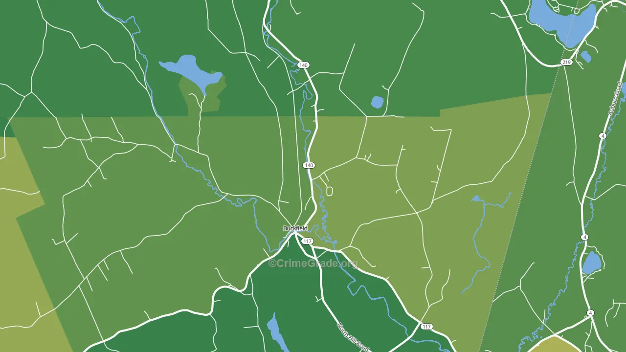 Buckfield, ME Map of Vehicle Theft Rates