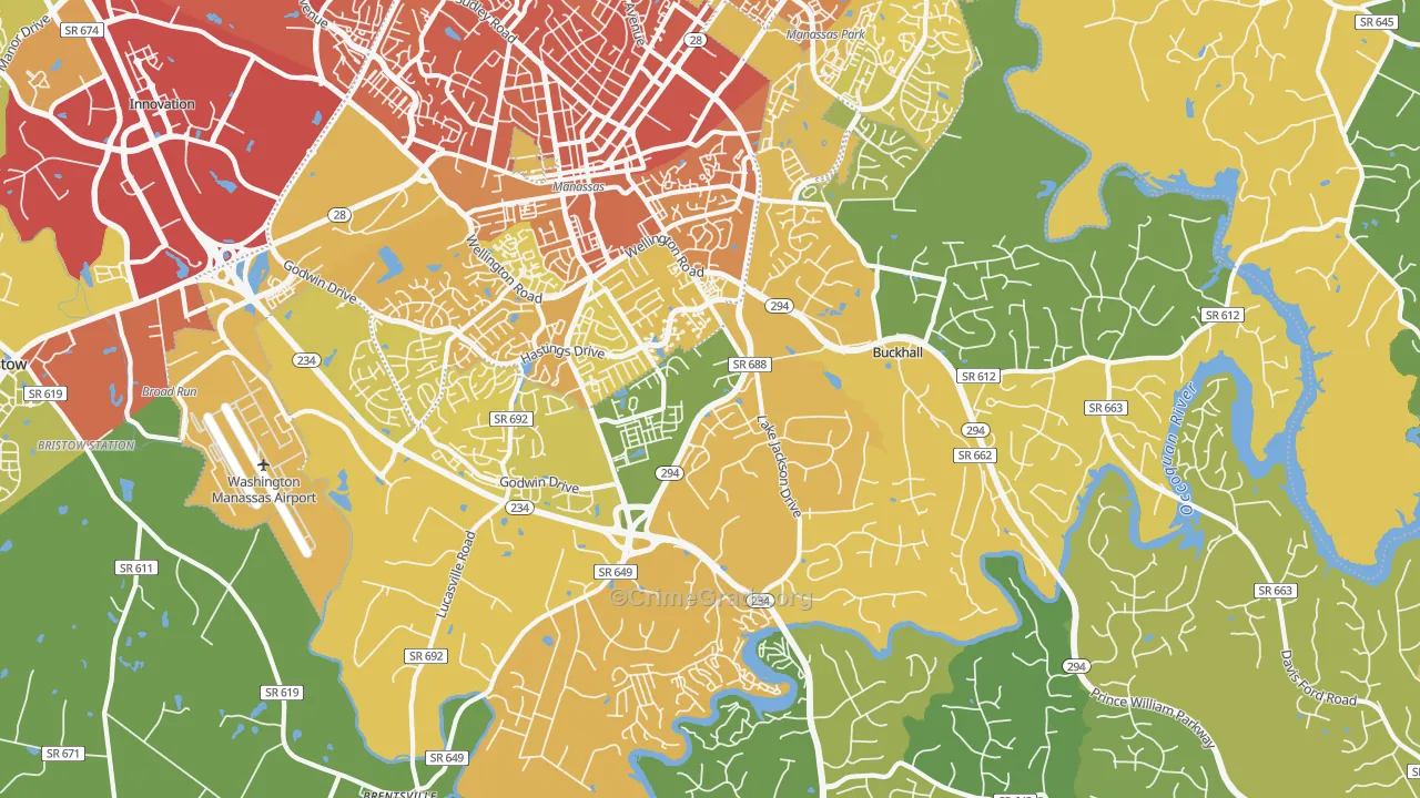 Buckhall, VA Map of Vehicle Theft Rates