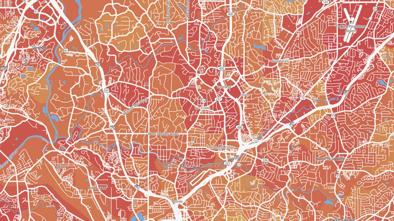 Buckhead, Atlanta, GA Map of Vehicle Theft Rates