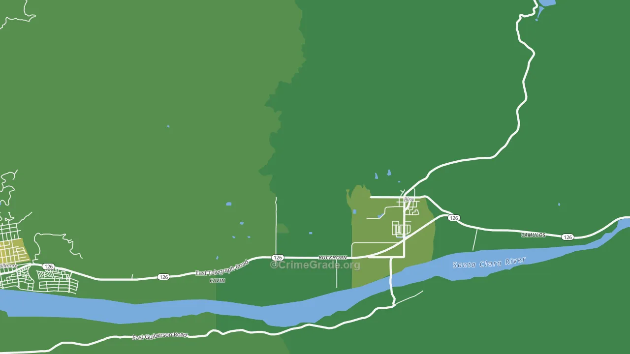 Buckhorn, CA Map of Vehicle Theft Rates