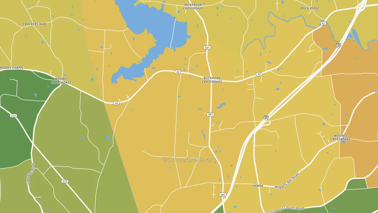 Buckhorn Crossroads, NC Map of Vehicle Theft Rates