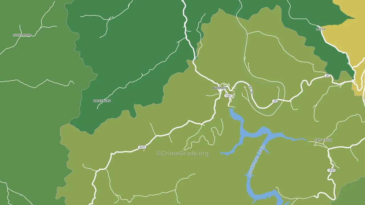 Buckhorn, KY Map of Vehicle Theft Rates