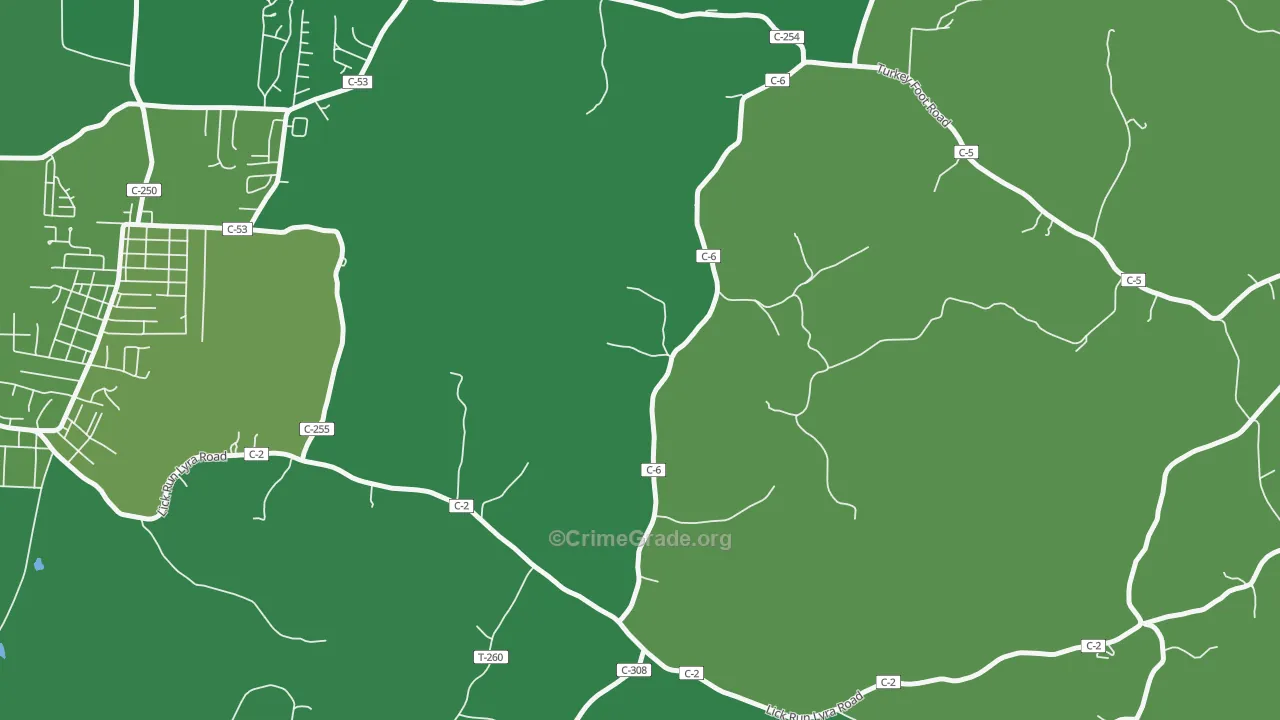 Buckhorn, OH Map of Vehicle Theft Rates
