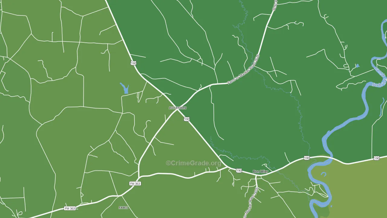 Buckhorn, TX Map of Vehicle Theft Rates