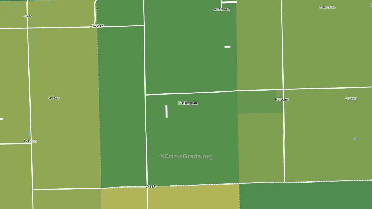 Buckingham, IL Map of Vehicle Theft Rates