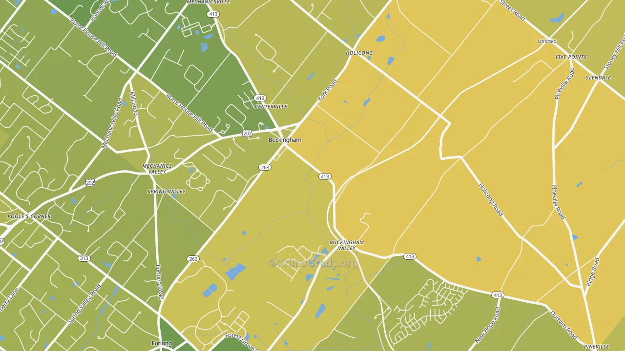 Buckingham, PA Map of Vehicle Theft Rates