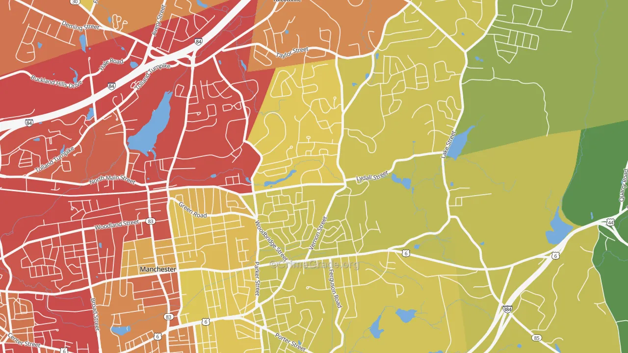 Buckley, Oakland, CT Map of Vehicle Theft Rates