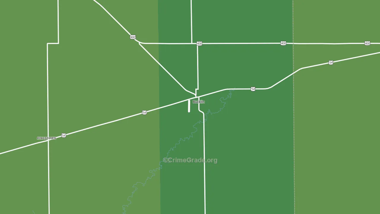 Bucklin, KS Map of Vehicle Theft Rates