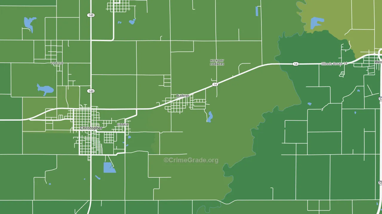 Buckner, IL Map of Vehicle Theft Rates
