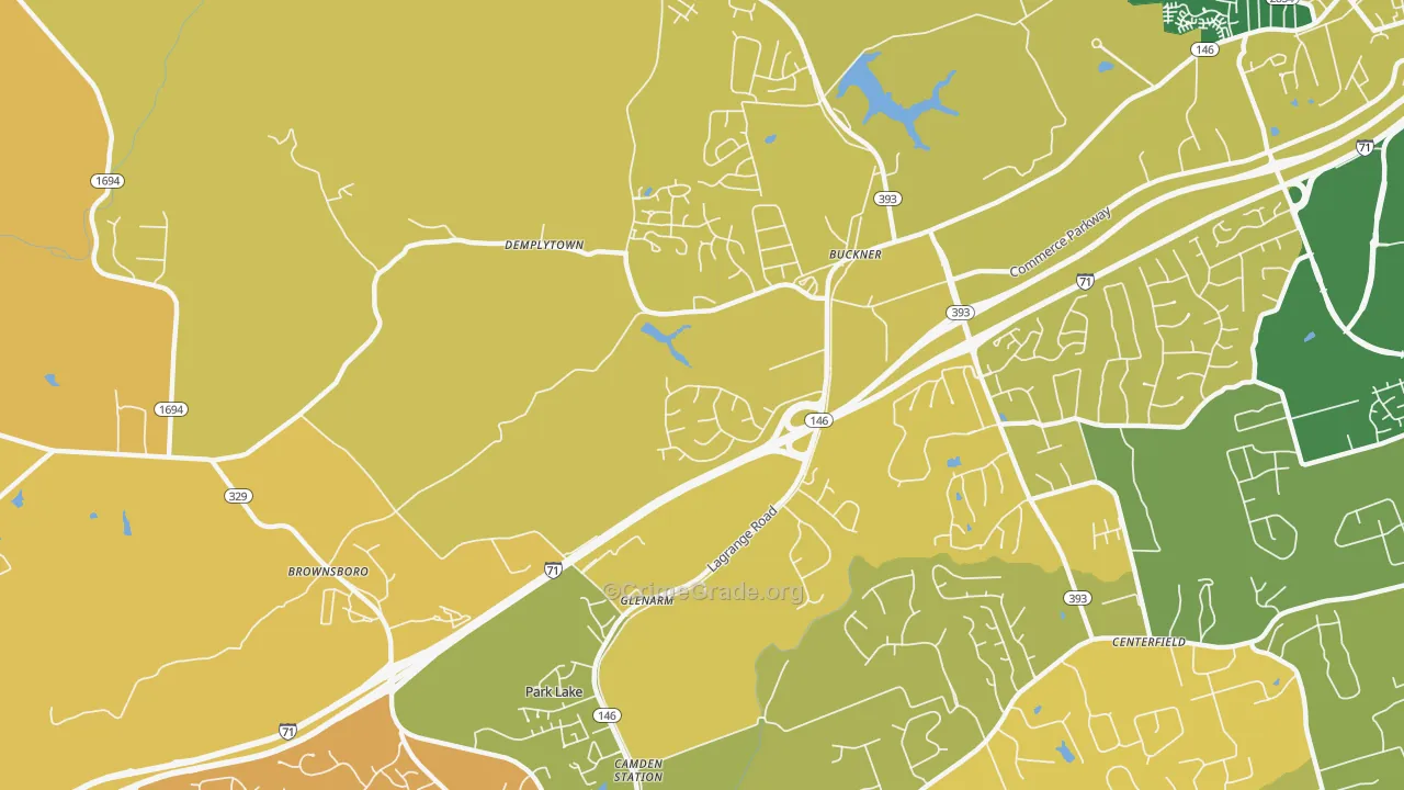 Buckner, KY Map of Vehicle Theft Rates