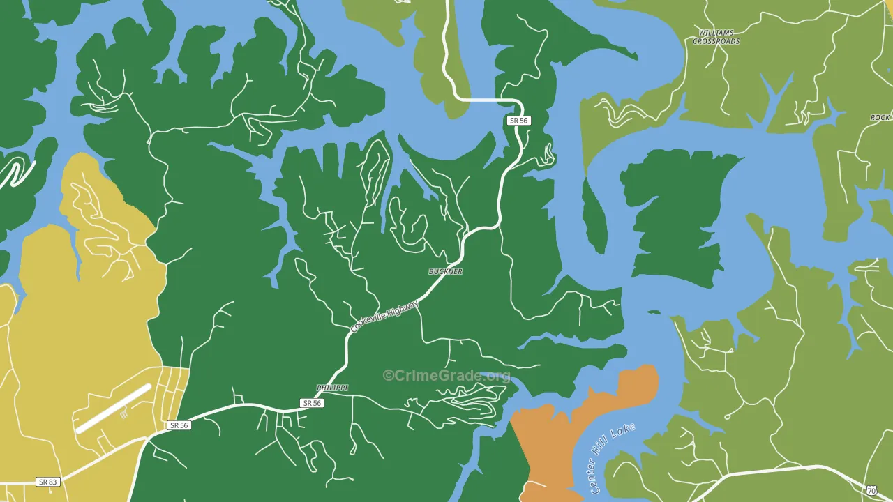 Buckner, TN Map of Vehicle Theft Rates