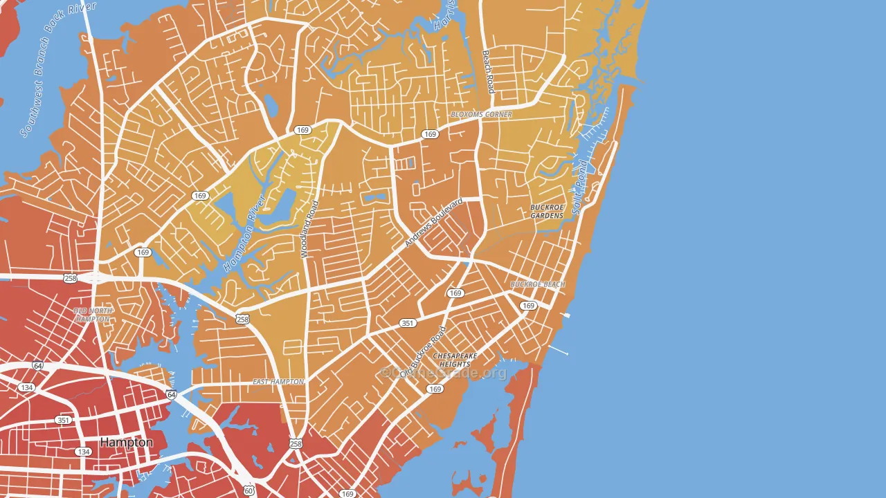 Buckroe, Hampton, VA Map of Vehicle Theft Rates