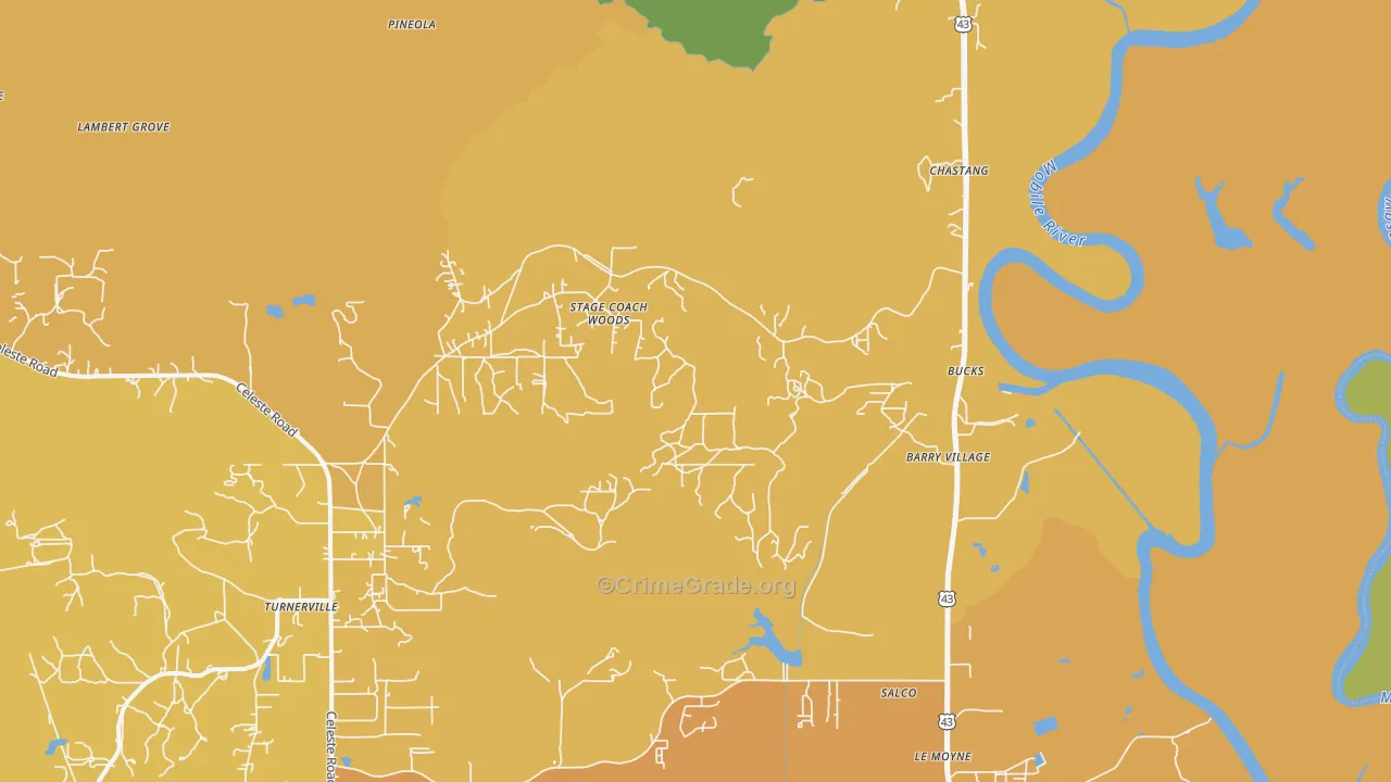 Bucks, AL Map of Vehicle Theft Rates