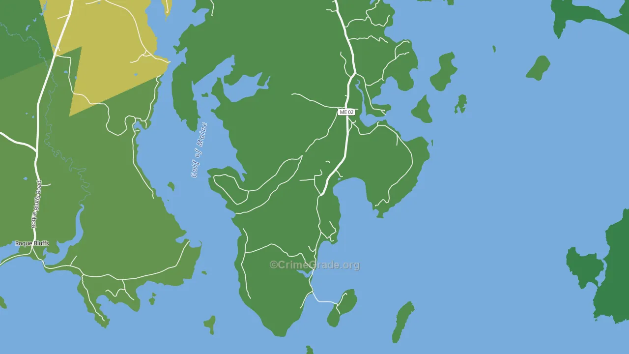 Bucks Harbor, ME Map of Vehicle Theft Rates