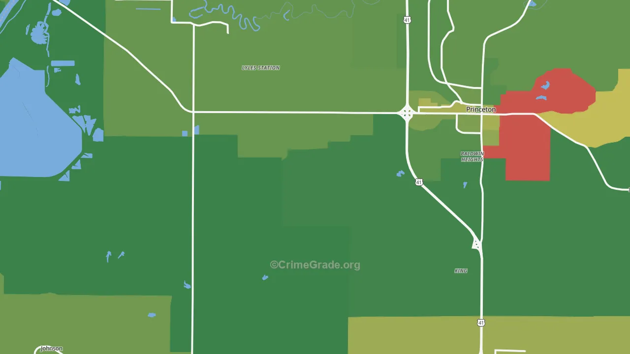 Buckskin, IN Map of Vehicle Theft Rates