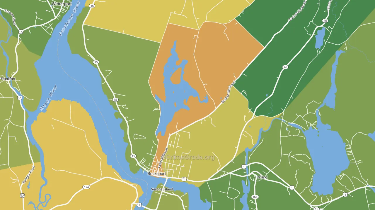 Bucksport, ME Map of Vehicle Theft Rates