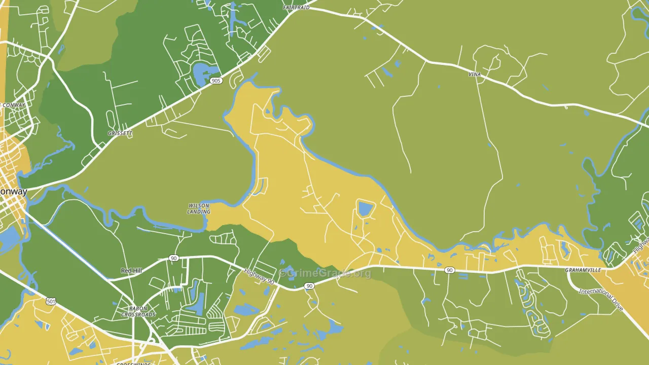 Bucksville, SC Map of Vehicle Theft Rates