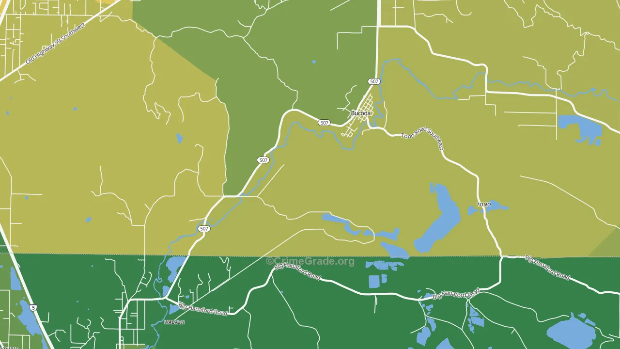 Bucoda, WA Map of Vehicle Theft Rates