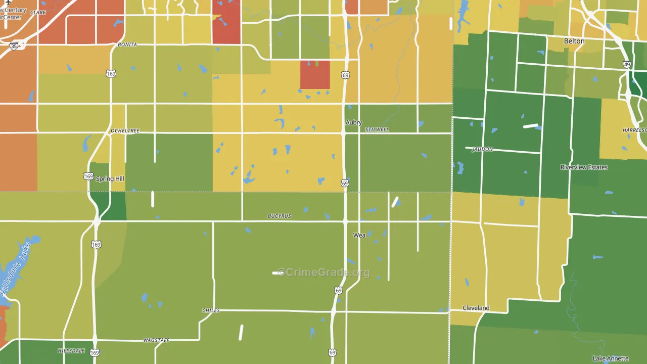 Bucyrus, KS Map of Vehicle Theft Rates
