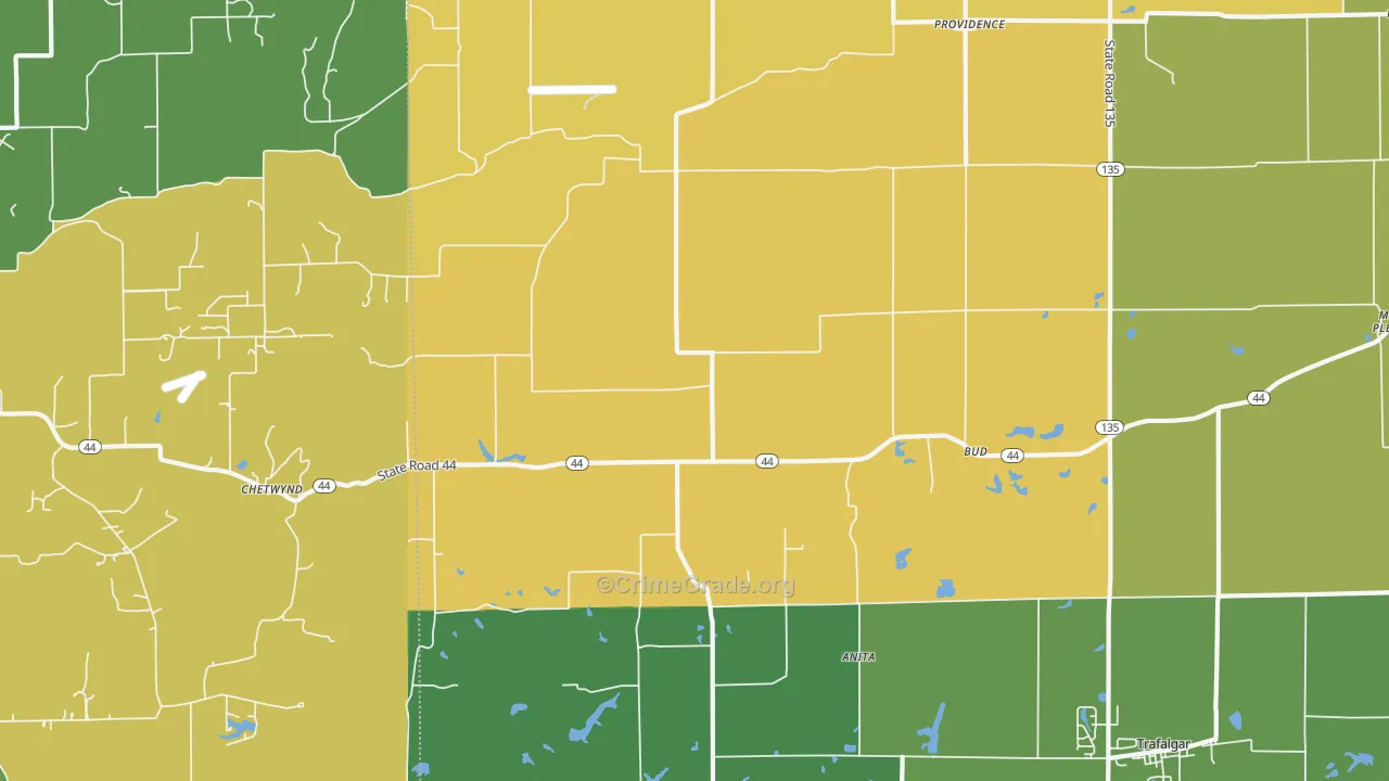 Bud, IN Map of Vehicle Theft Rates