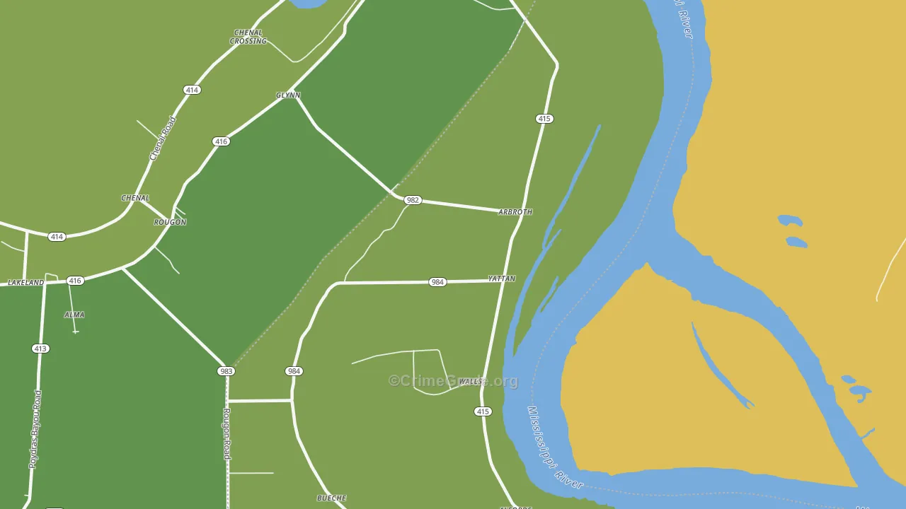 Bueche, LA Map of Vehicle Theft Rates
