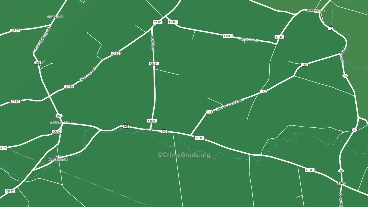 Buel, NY Map of Vehicle Theft Rates